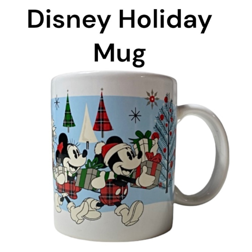 Disney Christmas Holiday White Mug - Mickey, Minnie, Donald & Goofy